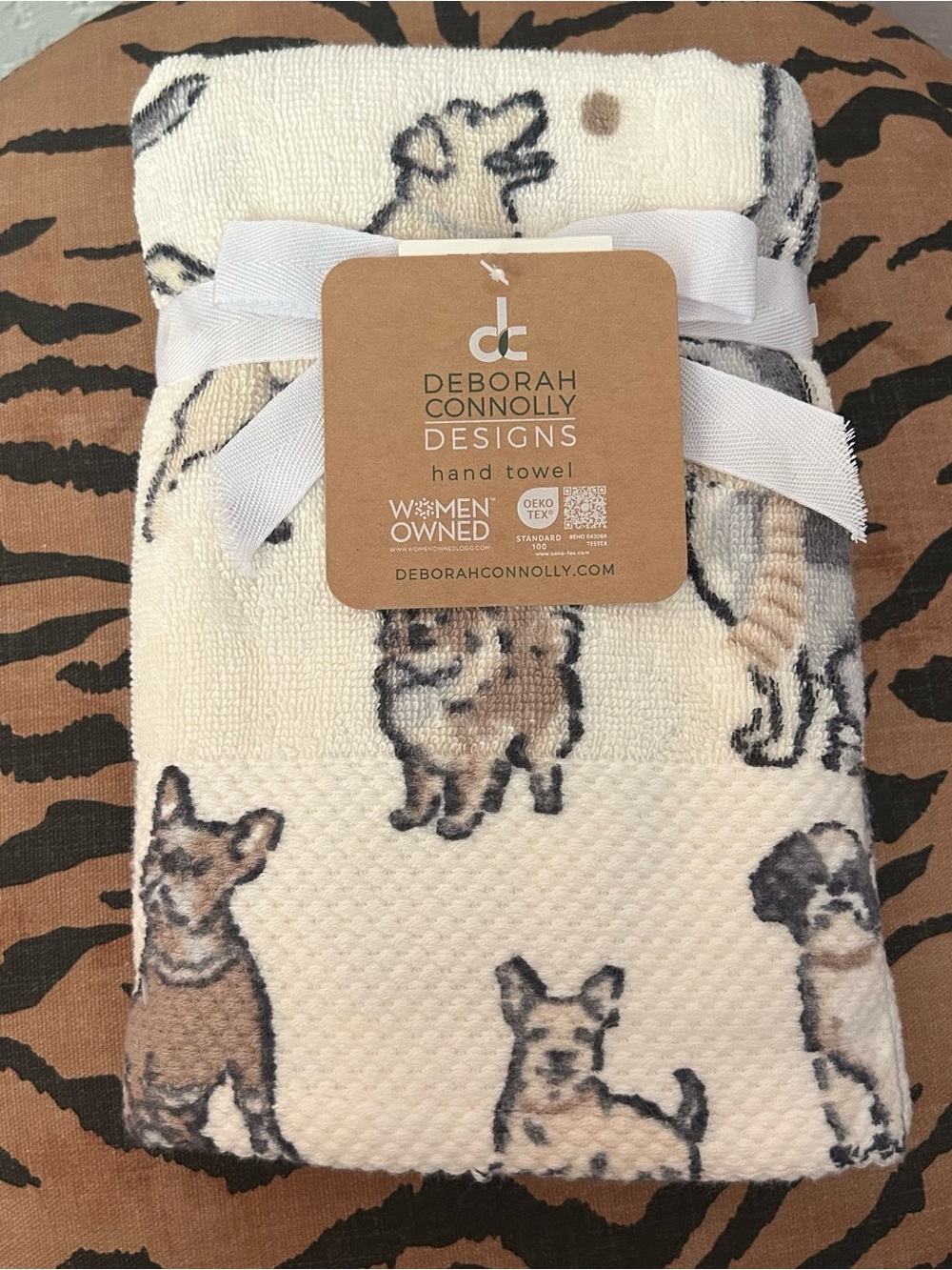 NEW Deborah Connolly Designs Set of 2 Dog Print Bath Hand Towels